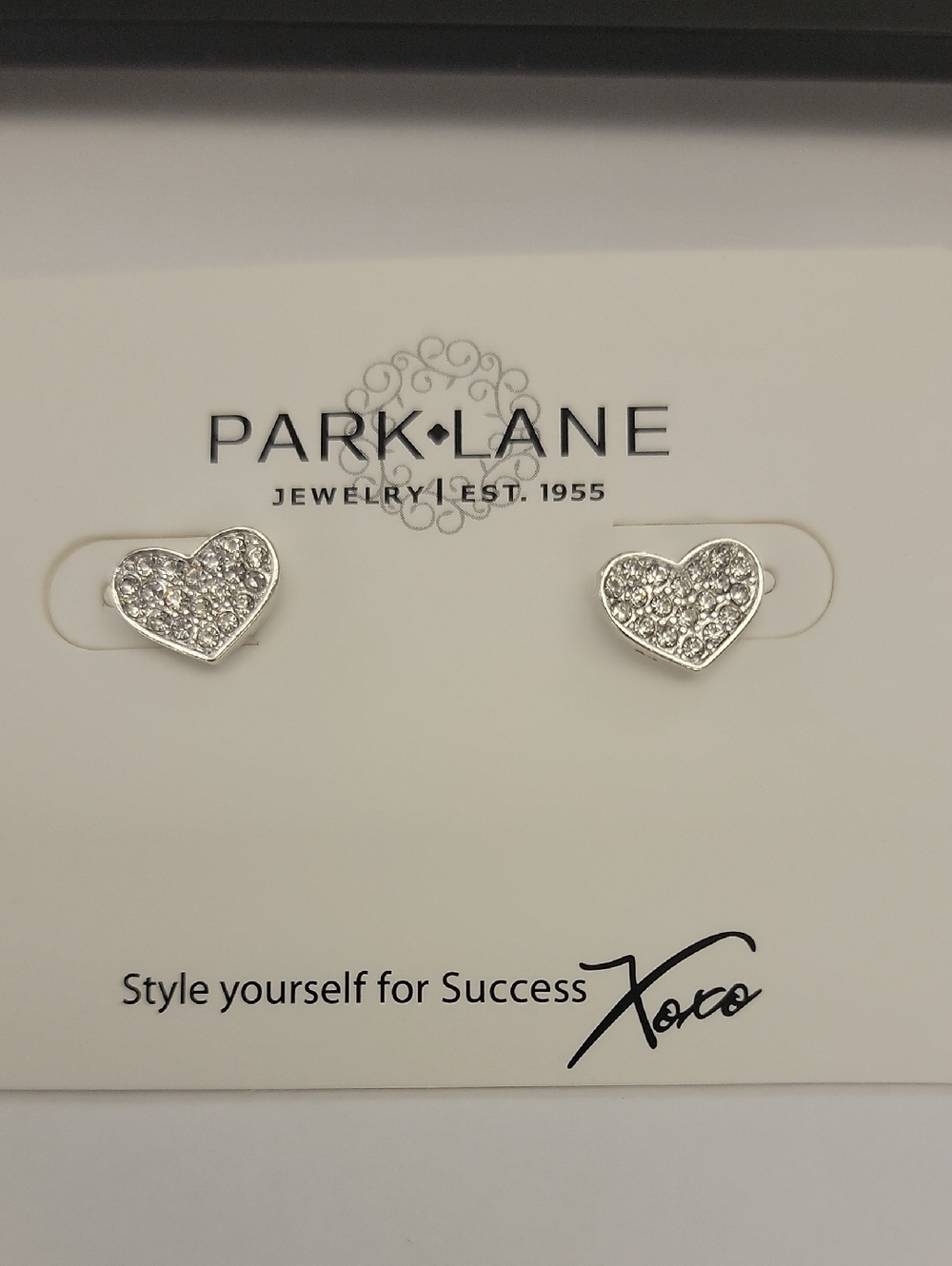 Park Lane Silver Crystal Heart Stud Earrings - Silver